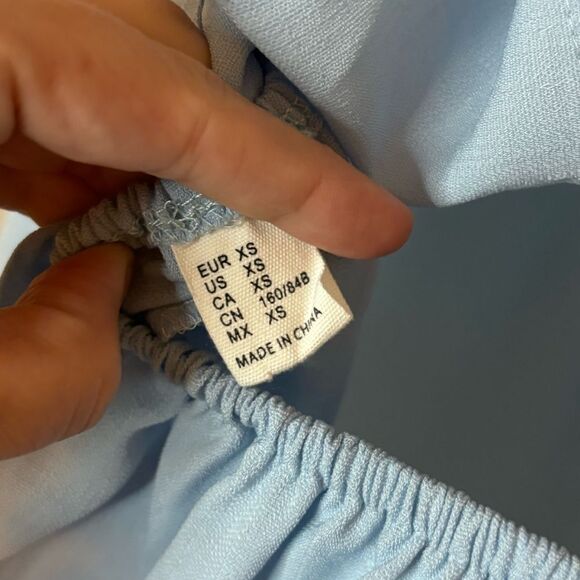 SHEIN Blue Solid Tie Backless Ruffle Trim Dress Size XS - Picture 5 of 8